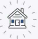 Modern home exterior icon representing residential services and comfortable living